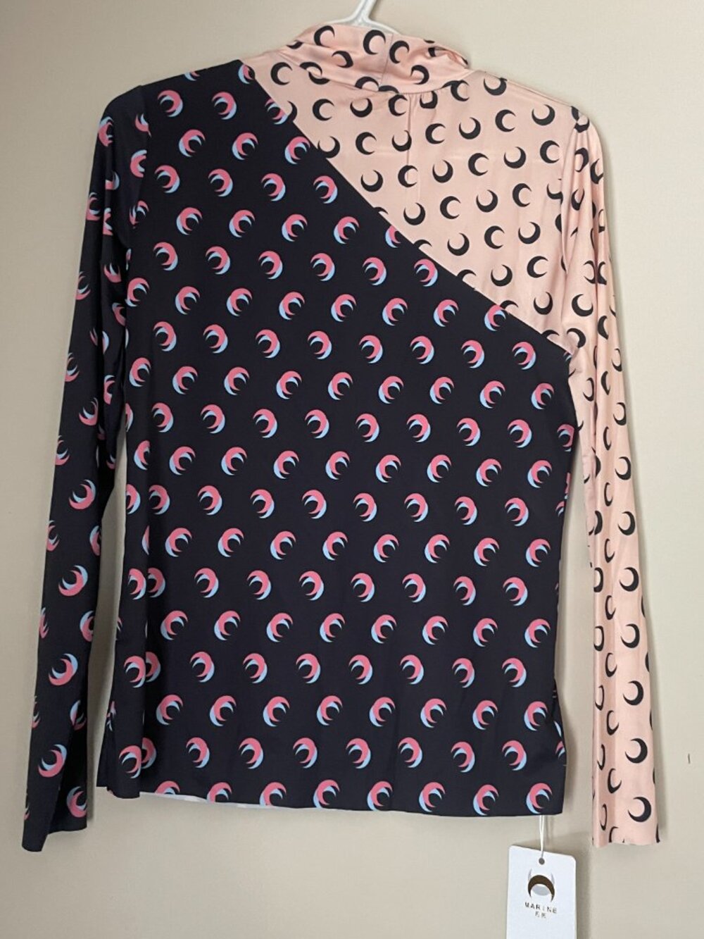 Marine Moon Contrast Print Long Sleeve Top